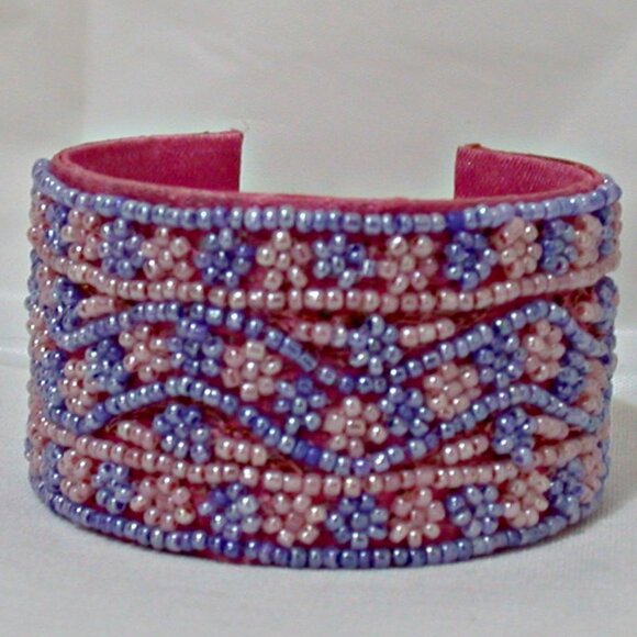 Pink & Lavander Handmade Hand Beaded Vintage Indian Bangle Bracelets - Picture 1 of 1